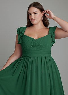 Azazie Anaya Brautjungfernkleider A-Linie Herzausschnitt Chiffon Kleid Dunkelgrün image14