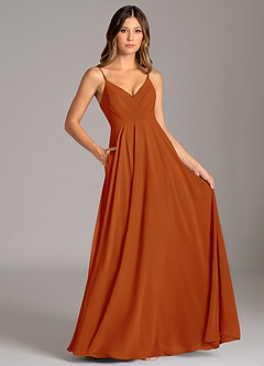 Azazie Amani Bridesmaid Dresses Paprika A-Line Pleated Chiffon Dress image6