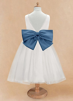 Azazie Seline Flower Girl Dresses Ivory Twilight A-Line Bow Tulle Dress image7