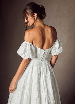 Azazie Gladiola Wedding Dresses Diamond White Ball-Gown Sweetheart Neckline Floral Burnout Jacquard Dress image6