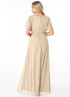 Azazie Aaliyah Modest Bridesmaid Dresses A-Line Scoop Pleated Chiffon Floor-Length Dress image2