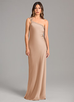 Azazie Monroe Kleider zum Anprobieren zu Hause Meerjungfrau-Linie One-Shoulder Stretch-Satin Kleid Englisches Rosa image4