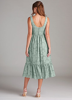 Azazie Alissa Final Sale Agave A-Line with Pockets Floral Burnout Dress image8