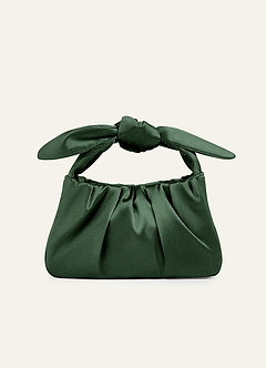 front 매칭 컬러 메탈릭 새틴 매듭 손잡이 핸드백