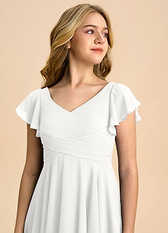Azazie Caria Junior White A-Line Pleated Chiffon Dress image4