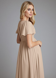 Azazie Verna Maternity Bridesmaid Dresses A-Line V-Neck Ruched Chiffon Floor-Length Dress image7