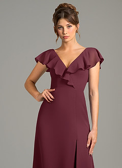 Azazie Kimmy Bridesmaid Dresses Cabernet A-Line Ruched Chiffon Dress image5