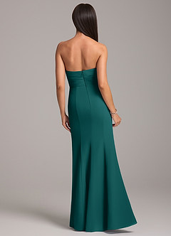 Azazie Yola Bridesmaid Dresses Peacock Sheath Pleated Chiffon Convertible Dress image6