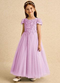 Azazie Puff Abiti da Ragazza di Fiori Abito Principessa in Tulle Pizzo Rosa Confetto image5