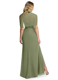 Azazie Zia Bridesmaid Dresses Pistachio Sheath Side Slit Chiffon Convertible Dress image4