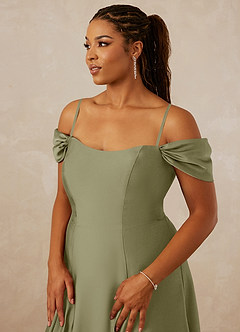 Christian Siriano Bridal for Azazie 1002 Bridesmaid Dresses Pistachio A-Line Off the Shoulder Stretch Satin Convertible Dress image9