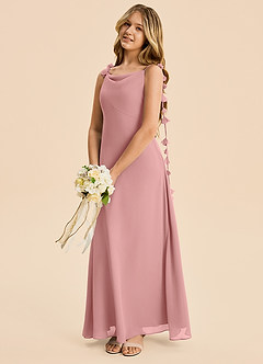 Azazie Gumdrop Junior Dusty Rose Empire Pleated Chiffon Dress image2