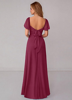 Azazie Fatima Bridesmaid Dresses Mulberry A-Line with Pockets Chiffon Dress image5