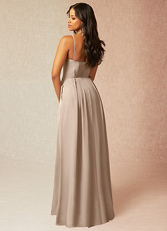 Azazie Kyedae Bridesmaid Dresses Taupe A-Line V-Neck Pleated Chiffon Dress image4