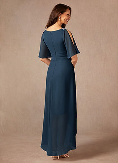 Azazie Pascual Mother of the Bride Dresses Dark Navy A-Line Pleated Chiffon Dress image2