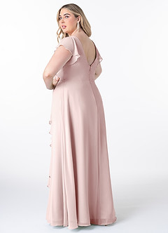 Azazie Omari Bridesmaid Dresses Blushing Pink A-Line Chiffon Dress image2