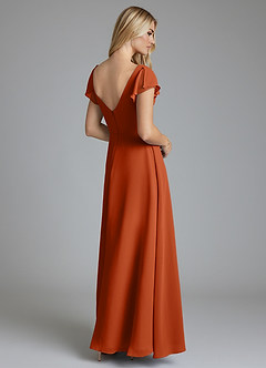 Azazie Omari Vestidos de damas de honor Vestido de Naranja Quemada de Gasa de Corte en A image2
