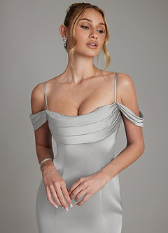 Azazie Nira Brudepigekjoler Havfrue Korset Stræk satin Gulv-længde Kjole image3