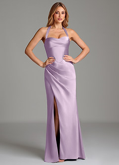Azazie Serenity Brautjungfernkleider Meerjungfrau-Linie Herzausschnitt Stretch-Satin Kleid Frostiges Flieder image5