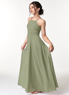 Azazie Ginger Junior Dusty Rose A-Line Pleated Chiffon Dress image6