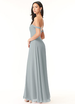 Azazie Aaron Bridesmaid Dresses Dolphin Grey A-Line Off the Shoulder Chiffon Convertible Dress image9