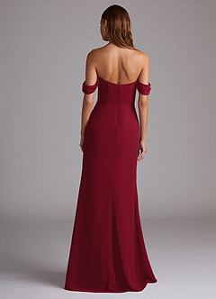 Azazie Saige Bridesmaid Dresses Burgundy A-Line Off the Shoulder Chiffon Convertible Dress image7