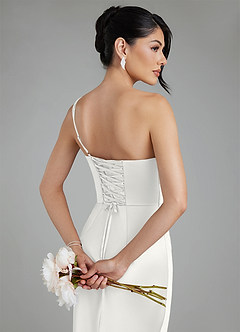 Azazie Sabrina Bridesmaid Dresses White Mermaid Corset Stretch Satin Dress image4