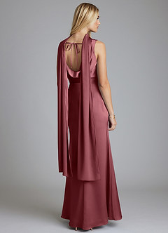 Azazie Tallie Bridesmaid Dresses Desert Rose Mermaid Pleated Stretch Satin Dress image4