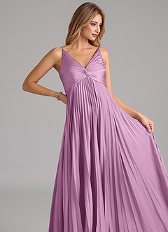 Azazie Raychelle Bridesmaid Dresses Wisteria A-Line Pleated Stretch Satin Dress image7
