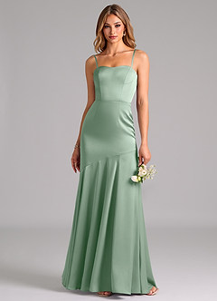 Azazie Shiloh Bridesmaid Dresses Agave Mermaid Strapless Stretch Satin Convertible Dress image2