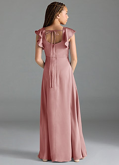 Azazie Bondi Junior Dusty Rose A-Line Side Slit Stretch Satin Dress image2