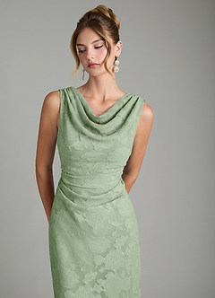 Azazie Kieryn Robes de demoiselle d'honneur Robe Sirène en Blumen-Burnout Plissée Vert Sauge image11