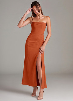 Azazie Leonis Bridesmaid Dresses Burnt Orange Mermaid Strapless Chiffon Convertible Dress image1