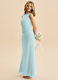 Azazie Floris Junior Robe Trapèze en Mousseline de soie Plissée Verre De Mer image5