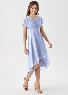 Azazie Graciela Junior Ice A-Line Pleated Chiffon Dress image5