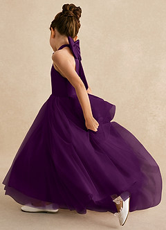 Azazie Bev Flower Girl Dresses Grape A-Line Convertible Tulle Dress image7