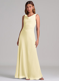 Azazie Nerine Bridesmaid Dresses Lemon Sorbet A-Line Pleated Chiffon Dress image3