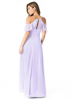 Azazie Dakota Bridesmaid Dresses Lilac A-Line V-Neck Pleated Chiffon Dress image2