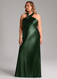 Azazie Doretta Bridesmaid Dresses Eucalyptus Mermaid Bow Metallic Satin Dress image12