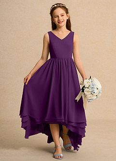 Azazie Kitten Girls Formal Flower Girl Dresses Grape A-Line Chiffon Dress image4