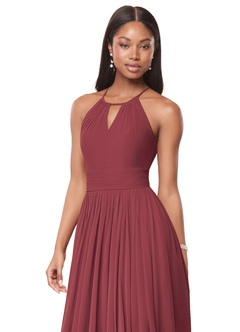 Azazie Cherish At-home Try On Dresses Cinnamon A-Line Pleated Chiffon Dress image1