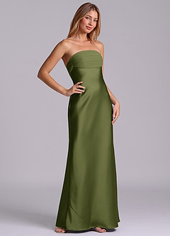 Azazie Ailanie Brudtärnklänningar Klä av Tubklänning i Stretch Satin Axelbandslös Oliv image5