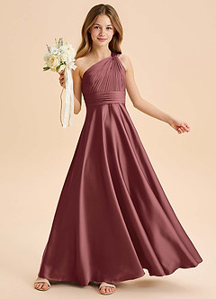 Azazie Charlize Junior Klä av A-Line i Stretch Satin Plisserad image1