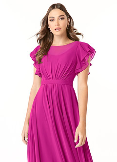 Azazie Daphne Modest Bridesmaid Dresses A-Line Ruffled Chiffon Floor-Length Dress image7