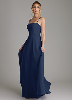 Azazie Elita Brautjungfernkleider A-Linie Plissee Chiffon Kleid Dunkelmarine image6