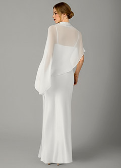 Azazie Jaleesa Brautjungfernkleider A-Linie Hoher Kragen Stretch-Satin Kleid Weiß image6