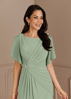 Azazie Louanne Mère de la mariée Robes Robe Sirène en Tricot de luxe Plissé col bateau Agave image5