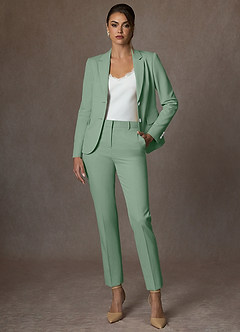 front Whitney Matcha Structured Stretch Full Length Pants Suit