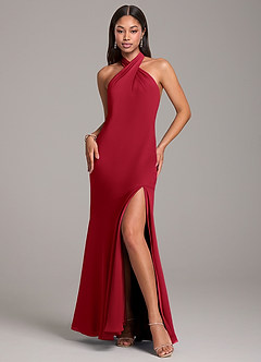 Azazie Lorena Bridesmaid Dresses Scarlet Mermaid Pleated Chiffon Dress image3