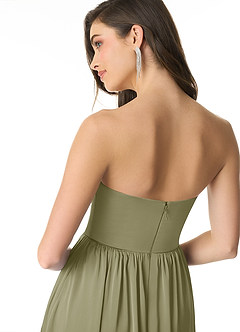 Azazie Morana Jurken voor bruidsmeisjes Converteerbaar Jurk van Stretch Satijn met A-Lijn Off the Shoulder Pistache image8